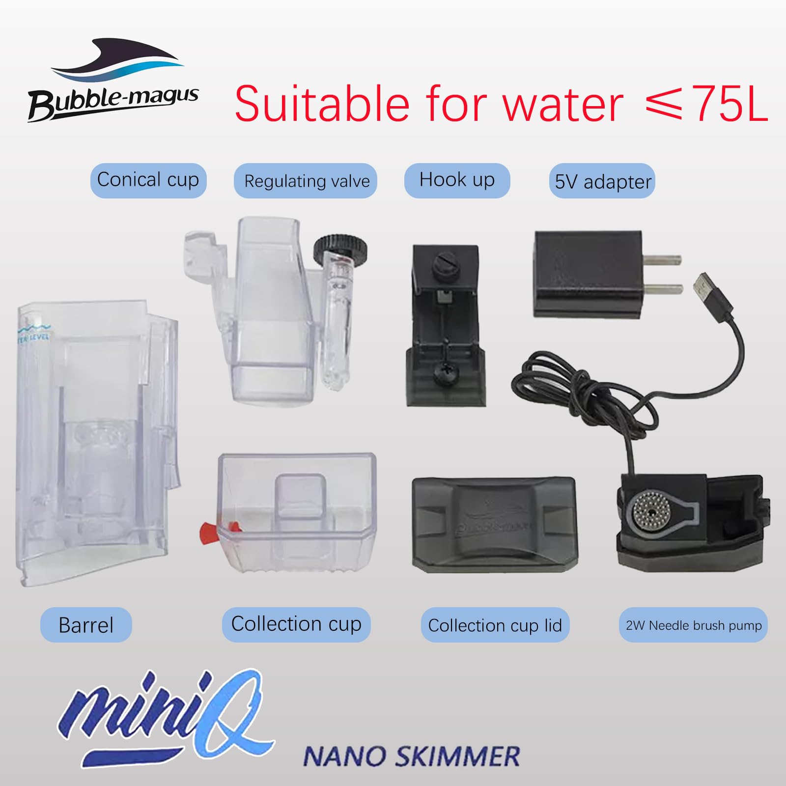 Bubble Magus MiniQ USB power option offers flexible operation.
