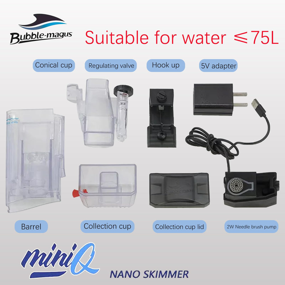 Bubble Magus MiniQ USB power option offers flexible operation.