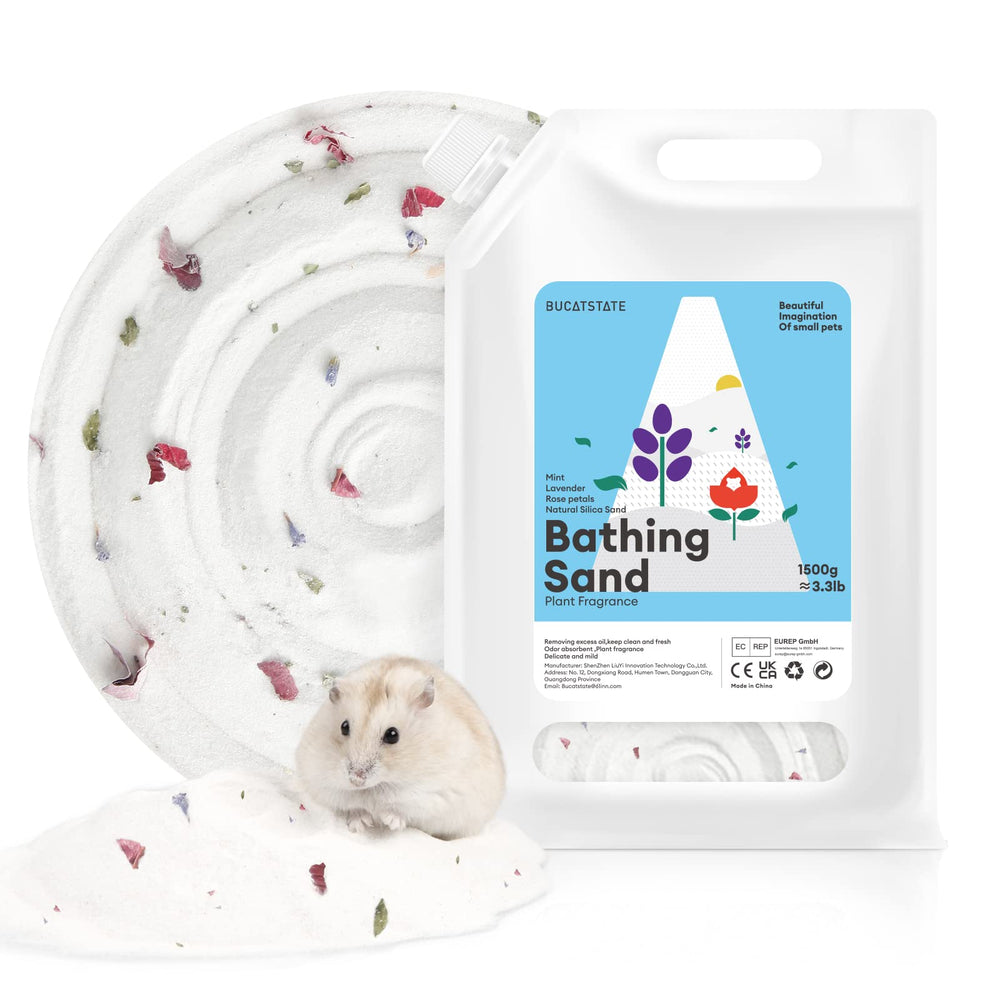 BUCATSTATE dust-free hamster bath sand packaging for a neat setup