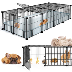 BUCATSTATE guinea pig cage setup demonstrates a spacious two-pet indoor playpen for safety.