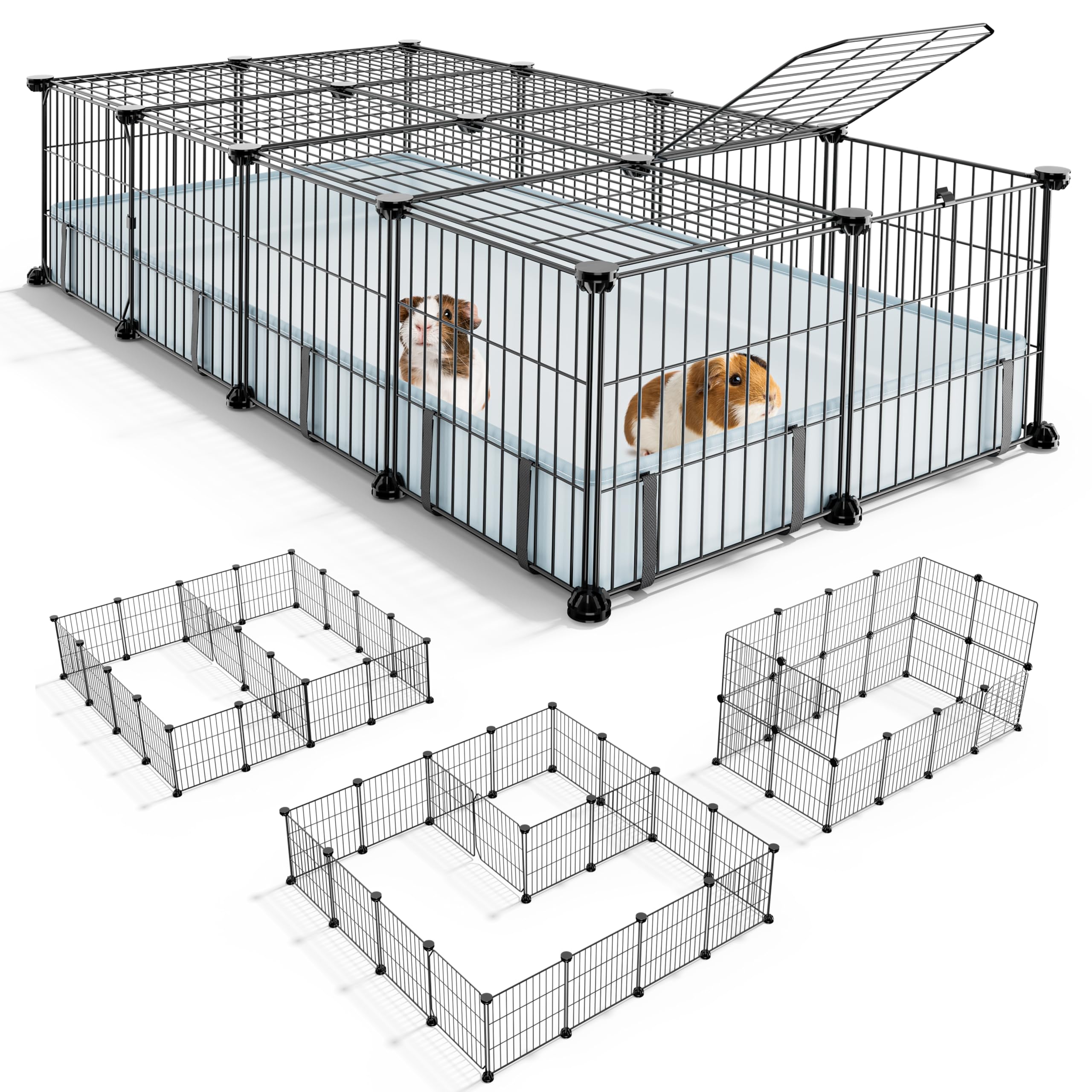 BUCATSTATE guinea pig cages with top cover ensure secure indoor playtime