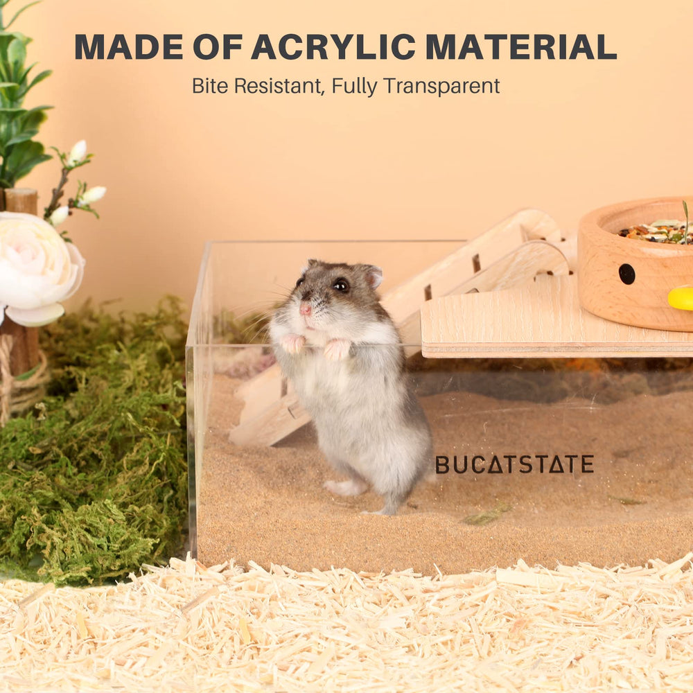 BUCATSTATE space-saving design fits feeding bowls and water bottles.