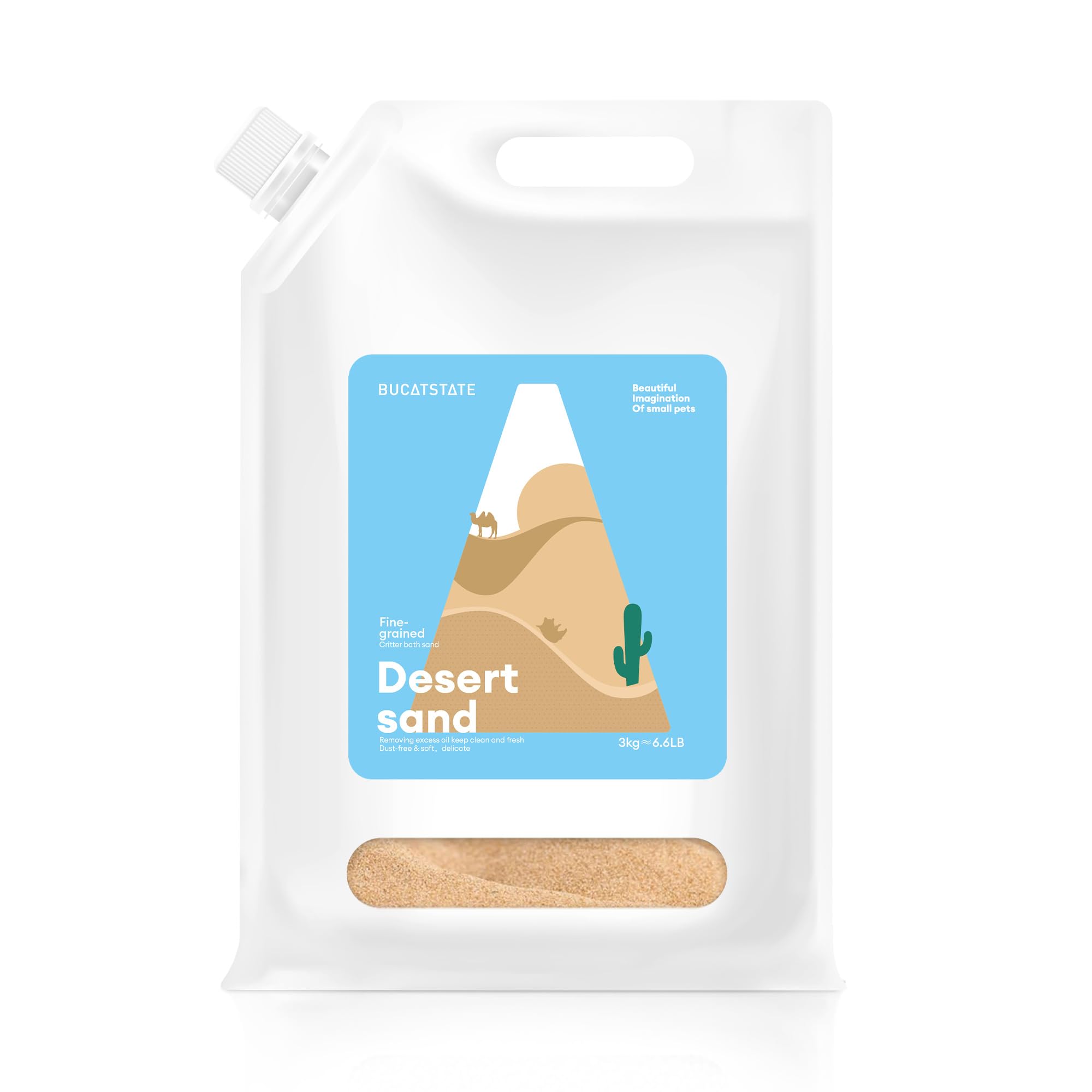 BUCATSTATE hamster bath sand with pour spout for mess free refills