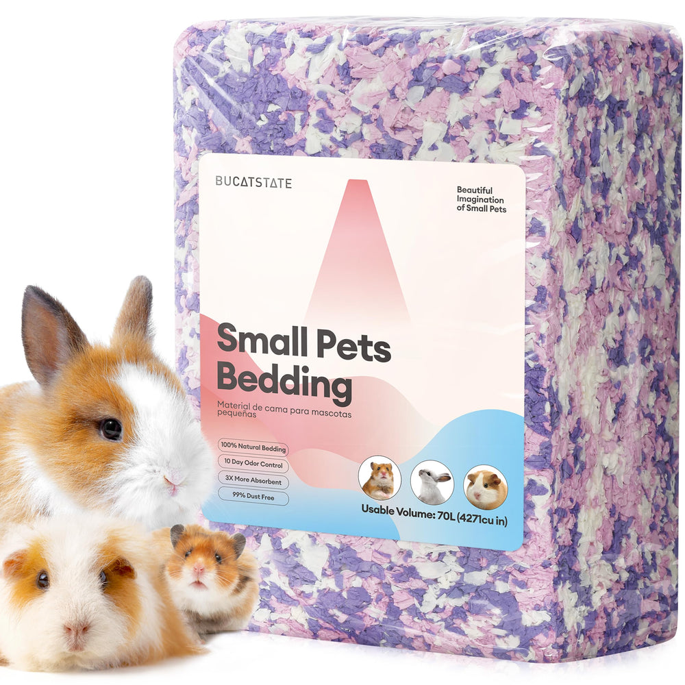 BUCATSTATE hamster bedding 70L packaging expands up to three times for efficient storage.