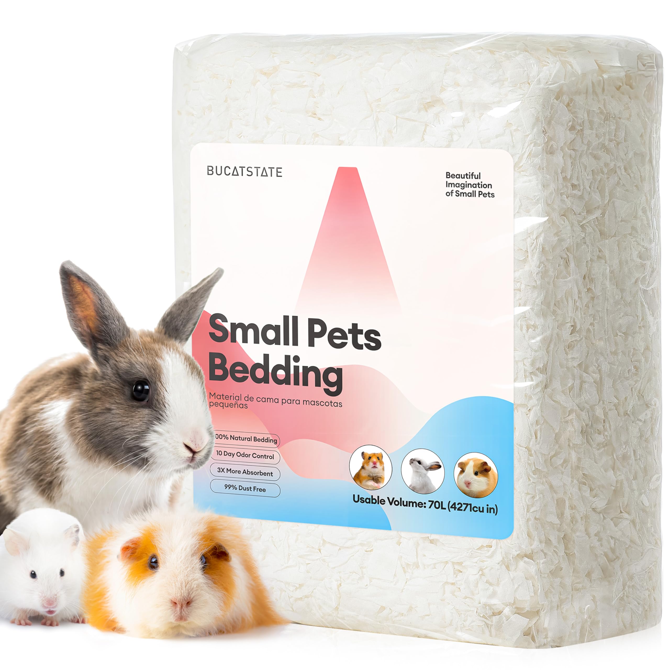 BUCATSTATE hamster bedding in compact packaging ready to expand for cozy burrows.
