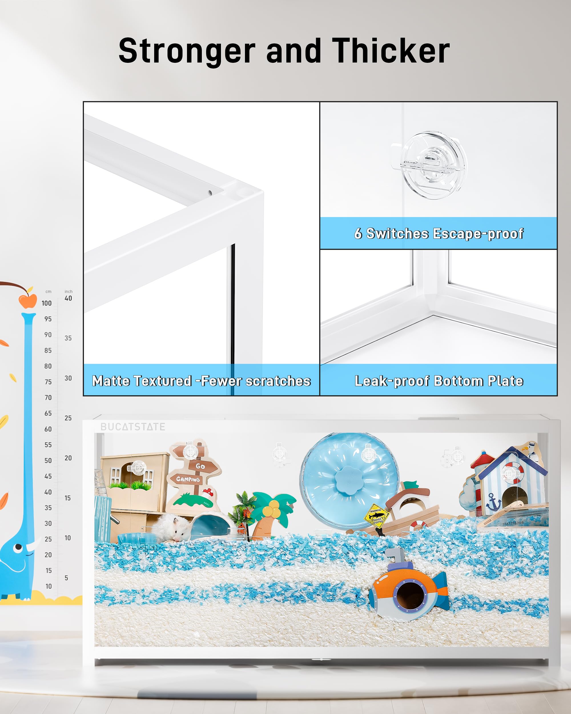 BUCATSTATE Hamster Cage 3.0 three doors and ventilation for airflow