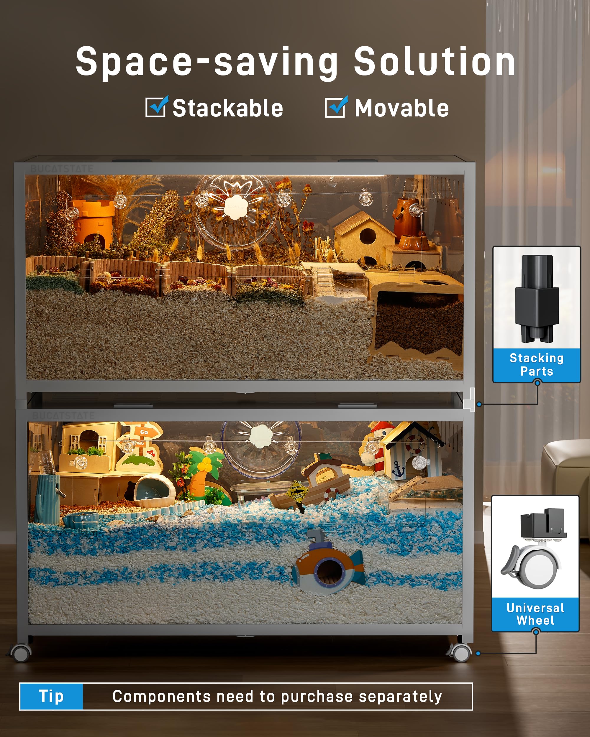 BUCATSTATE Hamster Cage 3.0 clear-view windows for easy monitoring