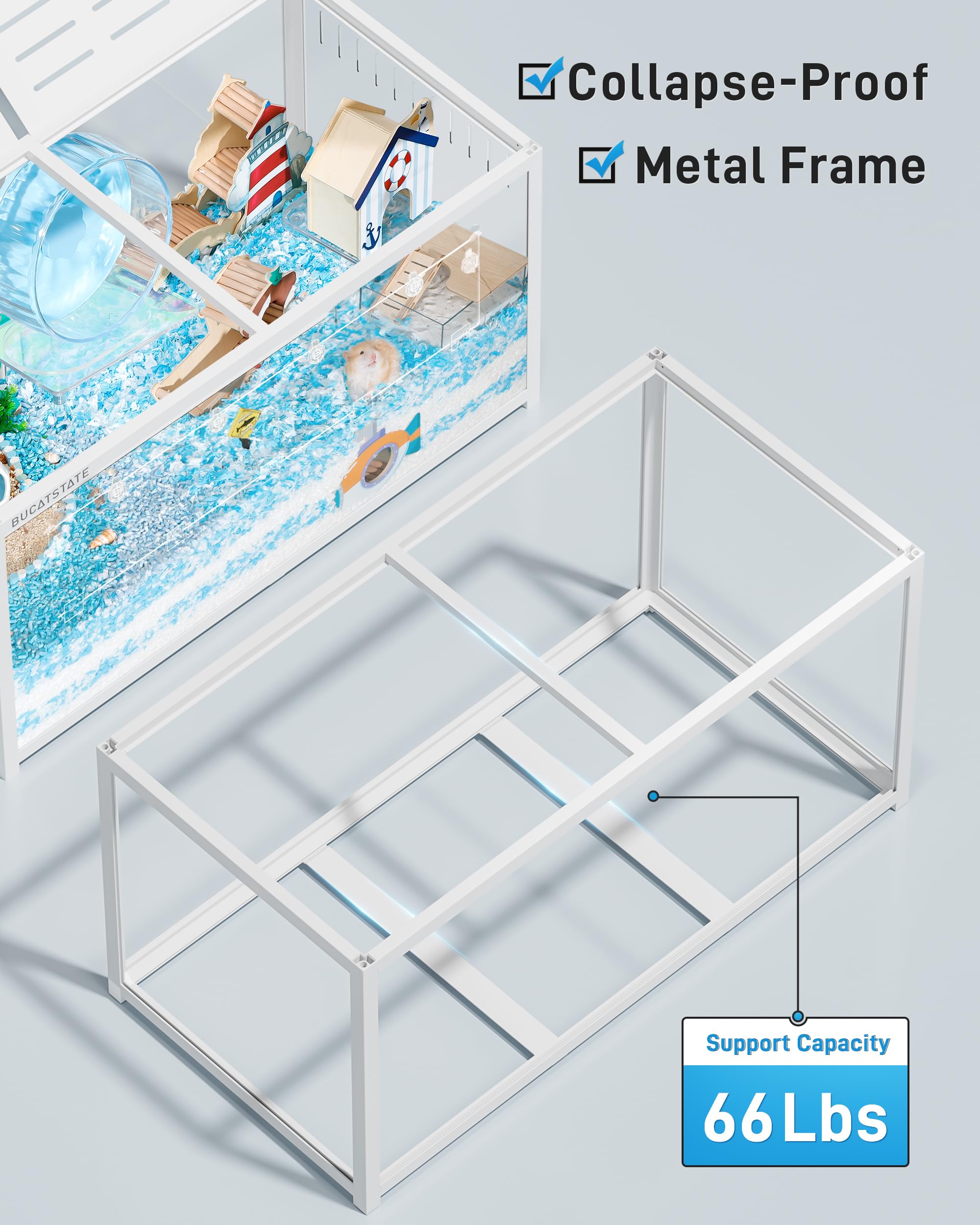 BUCATSTATE Hamster Cage 3.0 seamless bottom design reduces mess