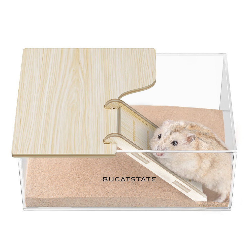 BUCATSTATE hamster sand bath rectangle acrylic with clear view and roomy bathing space.