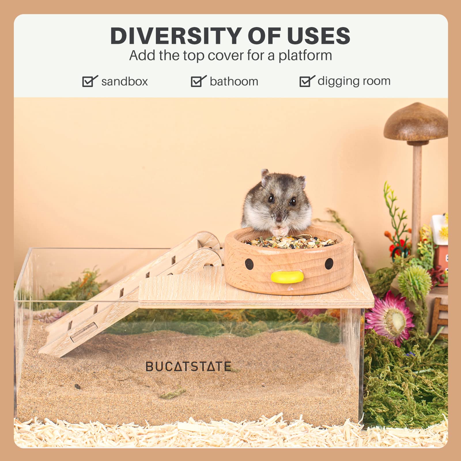 BUCATSTATE sand bath top cover offers transparent view and dust containment.