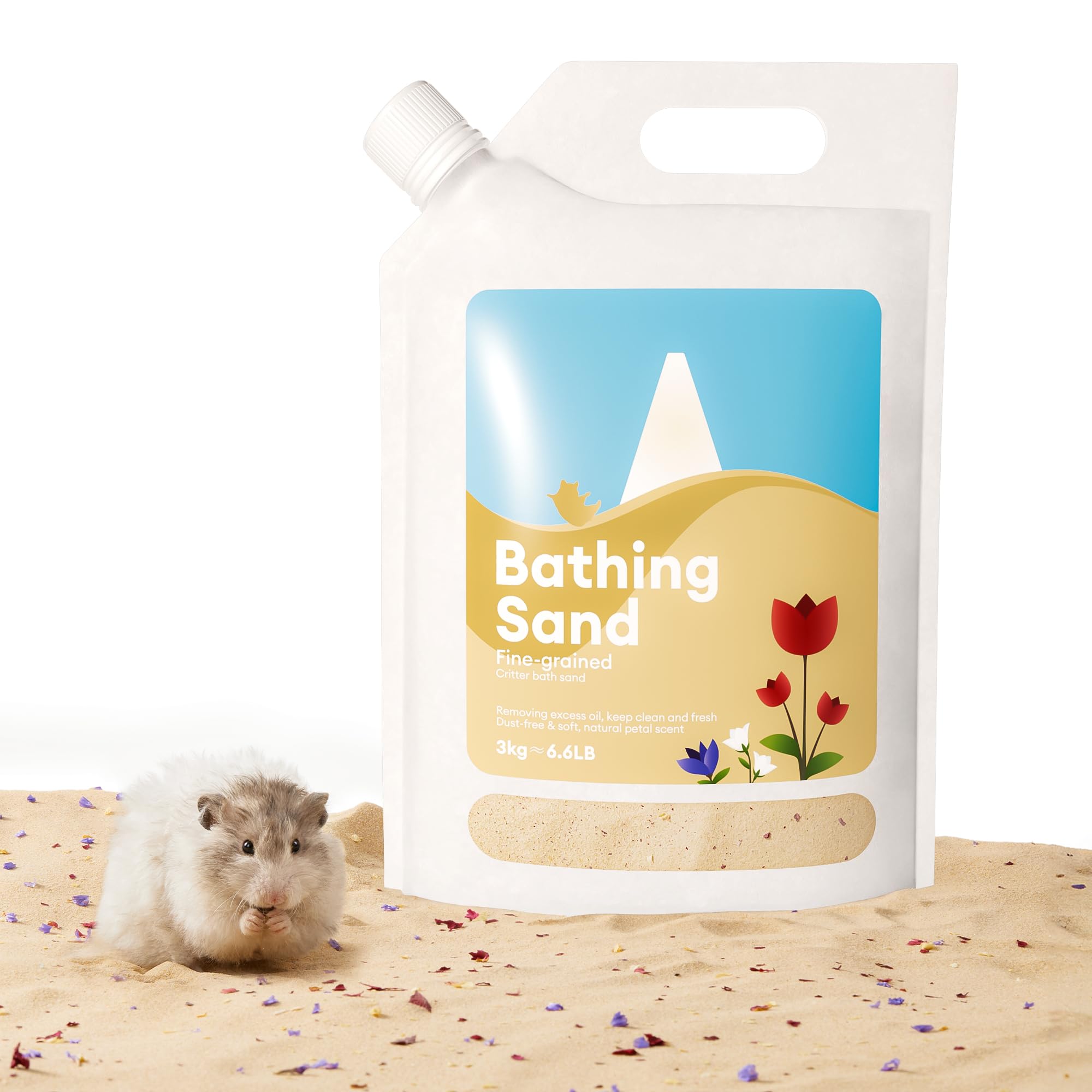 BUCATSTATE hamster sand no-dust with flower petals for a pleasant grooming scent