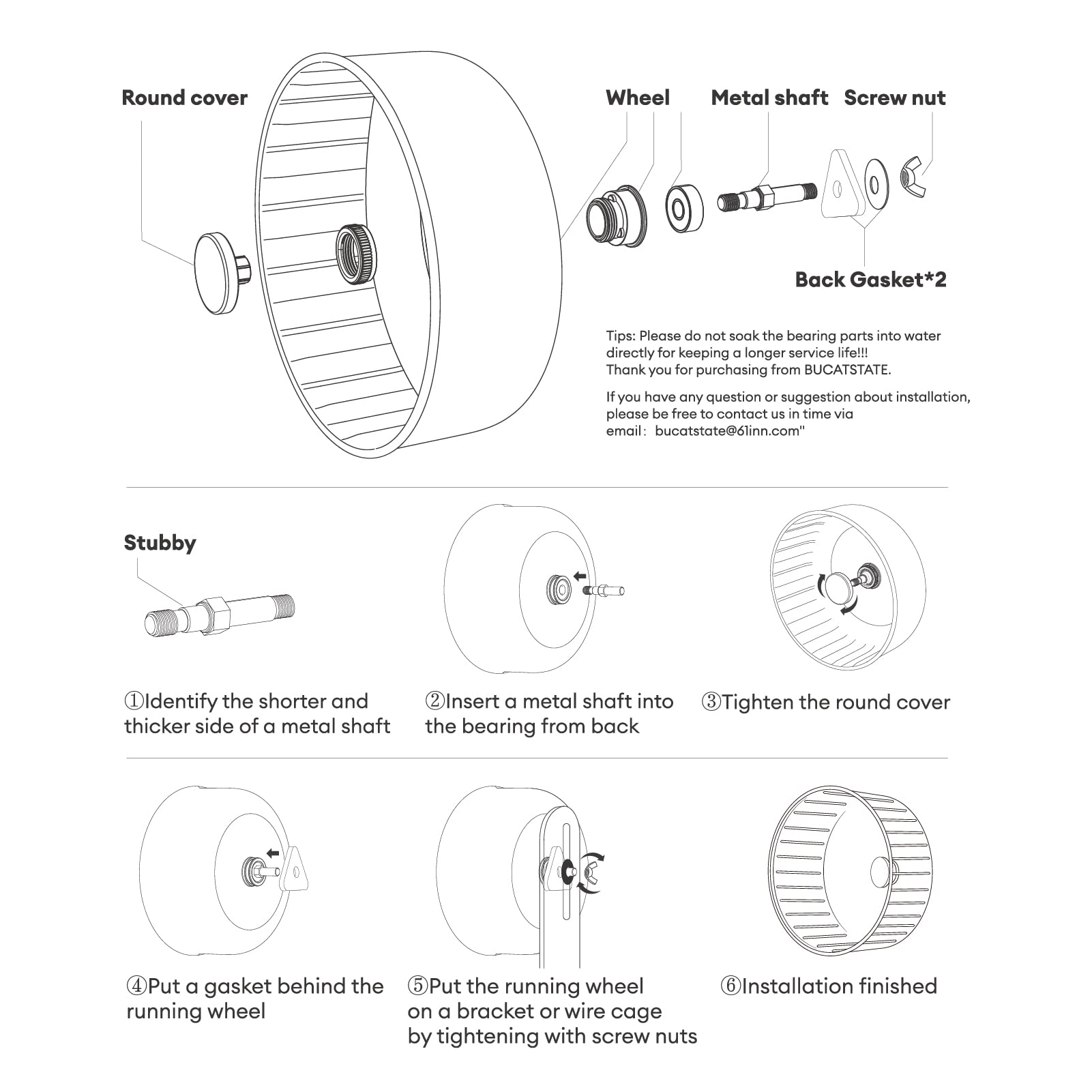 BUCATSTATE cage-mount wheel attached to a wire cage