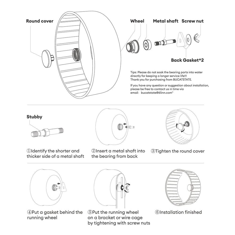 BUCATSTATE cage-mount wheel attached to a wire cage