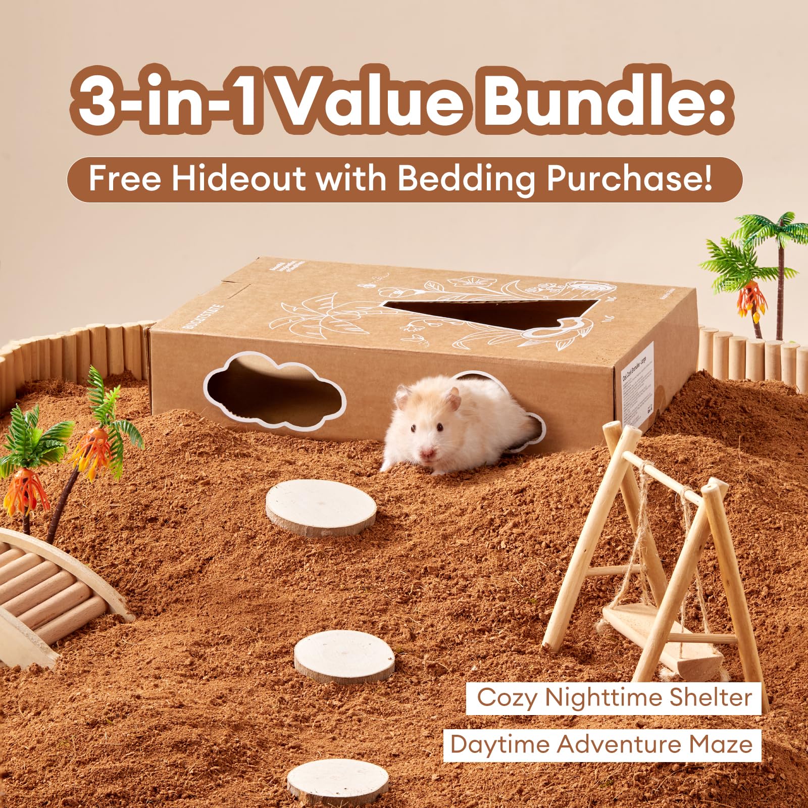 BUCATSTATE soft, ready-to-use bedding without soaking simplifies cage setup.