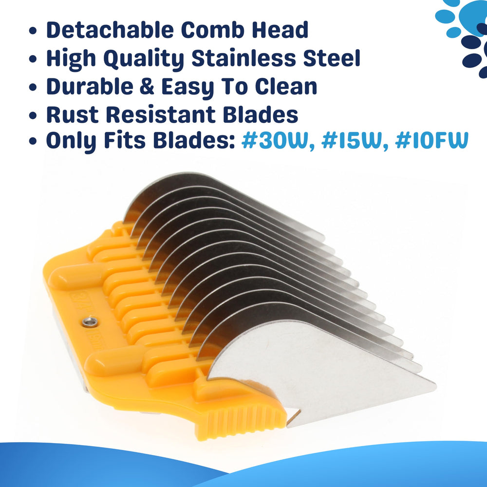 Professional grooming setup using Bucchelli guard for undercoat reach.