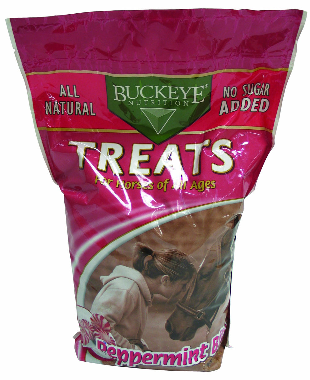 Buckeye Nutrition Peppermint Bits in resealable bag for training rewards