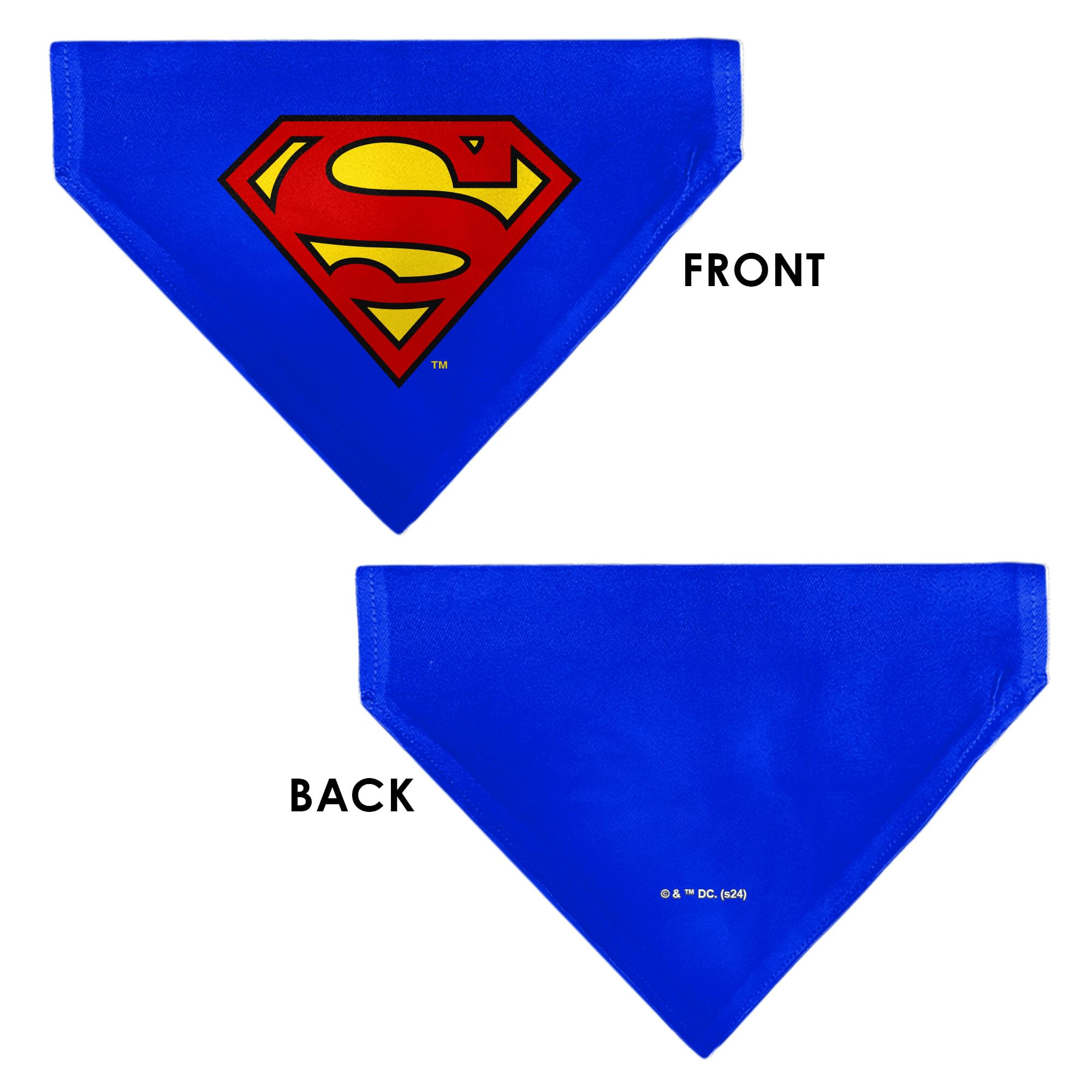 Vivid blue, red, and yellow Superman shield design highlights iconic branding.