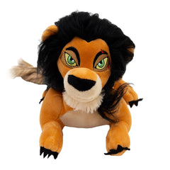 Buckle-Down Disney Scar plush dog toy in full body pose with a rope tail for interactive play.