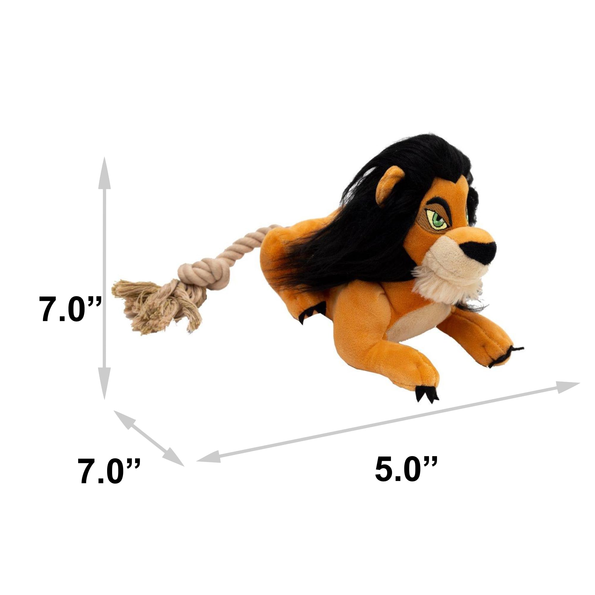 Disney Scar stuffed toy by Buckle-Down designed for tug and chew with rope tail.