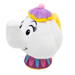Buckle-Down Disney Mrs Potts plush dog toy side view showing soft texture for cuddling