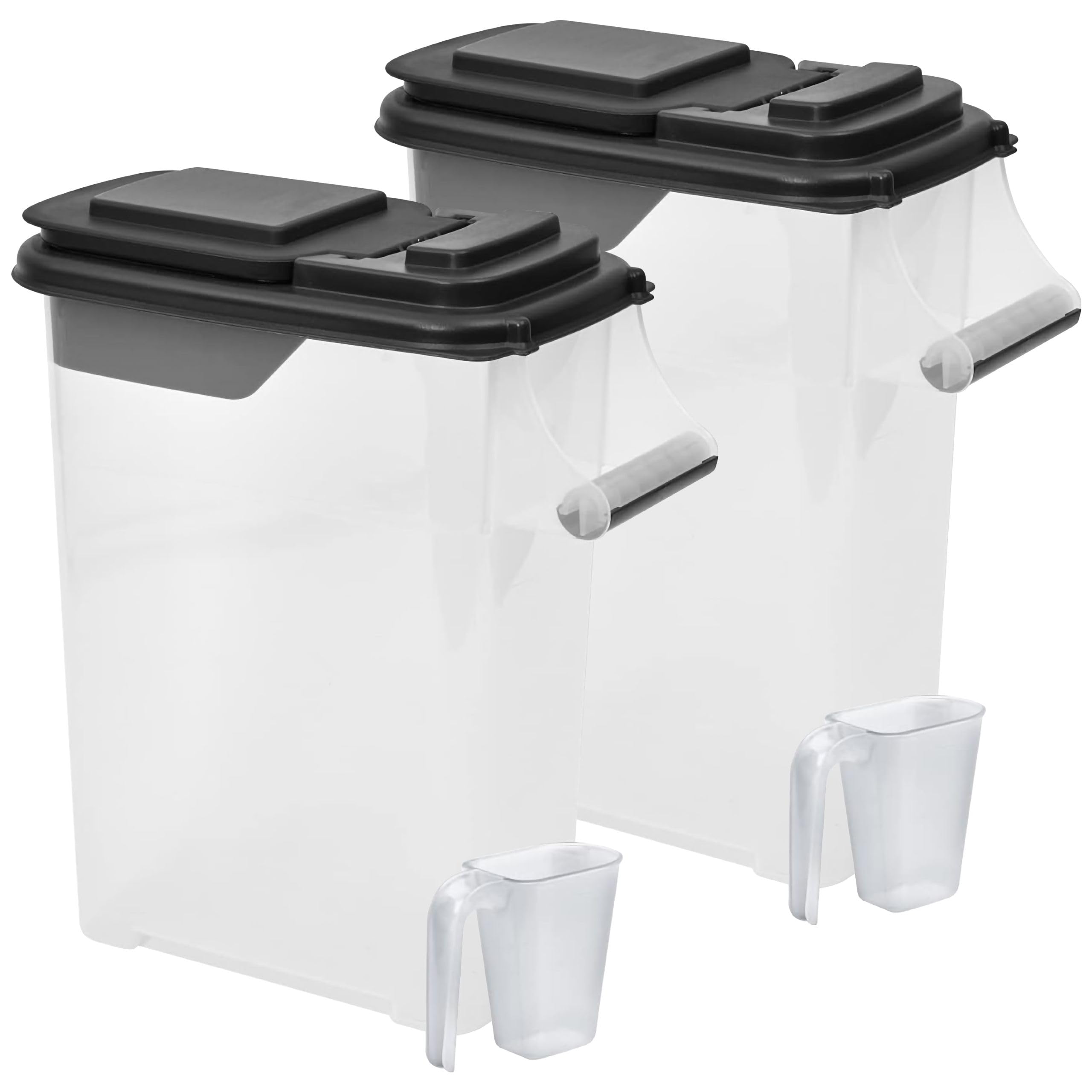 Buddeez 16qt lid with pour spout keeps pet food fresh while pouring.