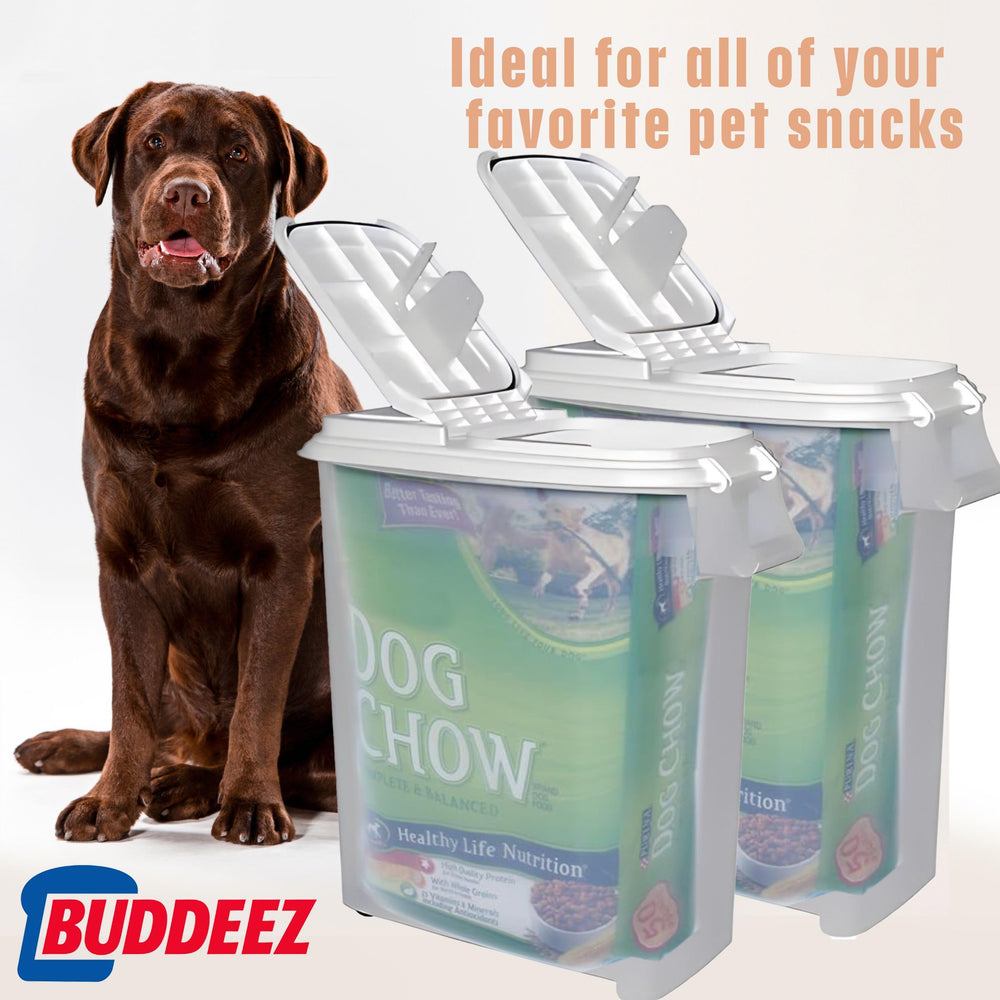 Buddeez 50 qt rolling container moves easily around the pantry.
