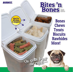 Buddeez BPA-free durable plastic ensures safe storage for pets' favorite bites.