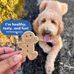 Buddy Biscuits simple ingredients, six items, including real bacon and cheese, for dogs.