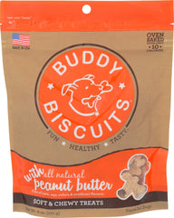 Buddy Biscuits Soft & Chewy front view in USA packaging, simple ingredients.