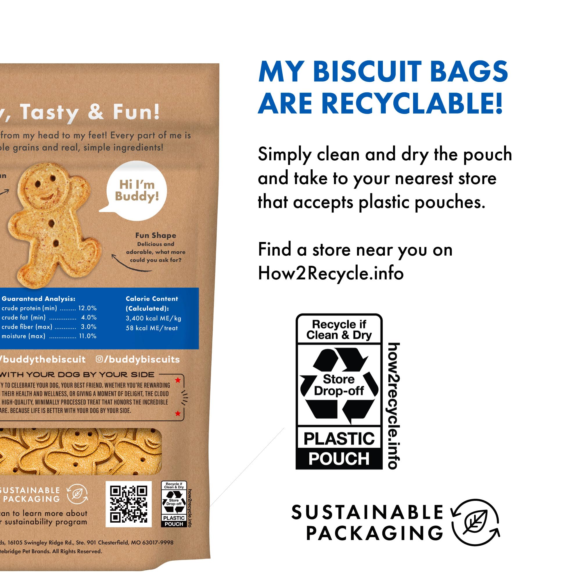Buddy Biscuits USA-made and oven-baked for consistent quality and flavor.