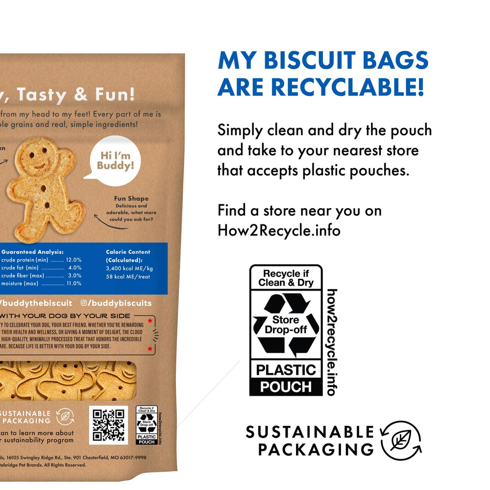 Buddy Biscuits USA-made and oven-baked for consistent quality and flavor.