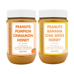 Two 17oz jars of BUDDY BUDDER Barkin Banana + Pumpkin Pup displayed for value.