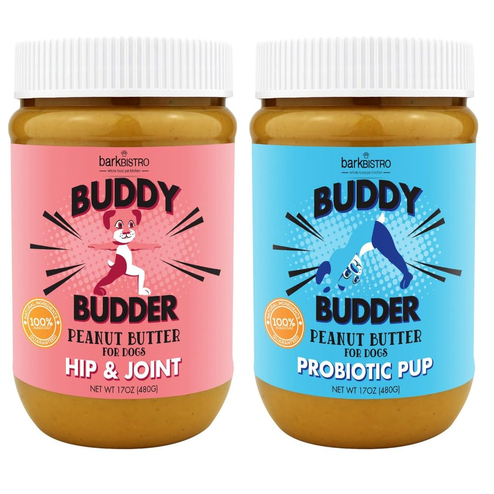 Buddy Budder Bow-Wow Blueberry pour highlights probiotic blend for daily dogs