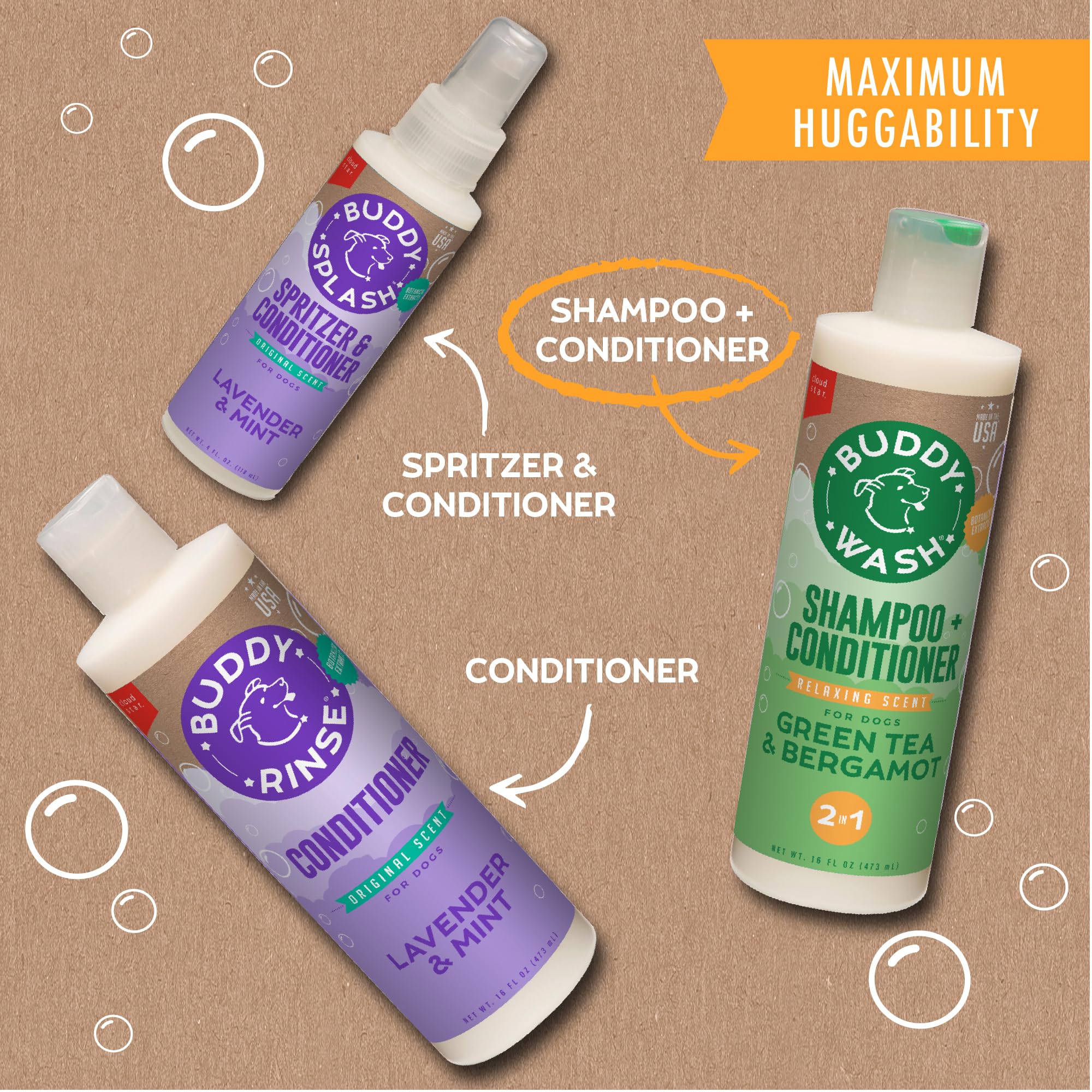 Buddy Grooming Wash on shelf suggests easy storage