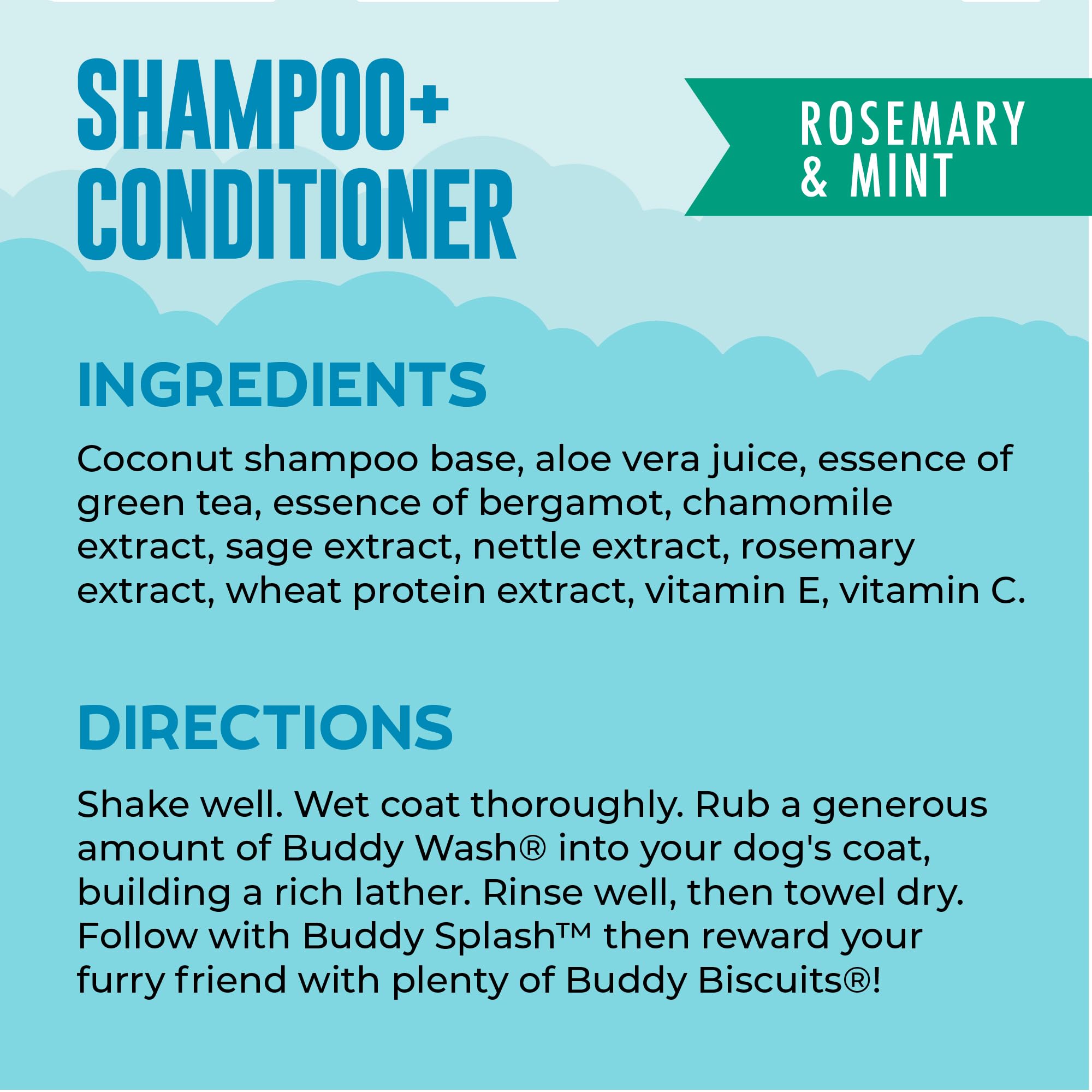 Buddy Grooming Wash rosemary-mint spritz demonstrates refreshing scent for bath