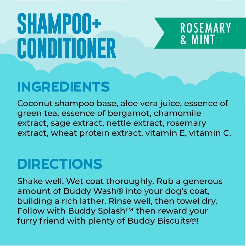 Buddy Grooming Wash rosemary-mint spritz demonstrates refreshing scent for bath