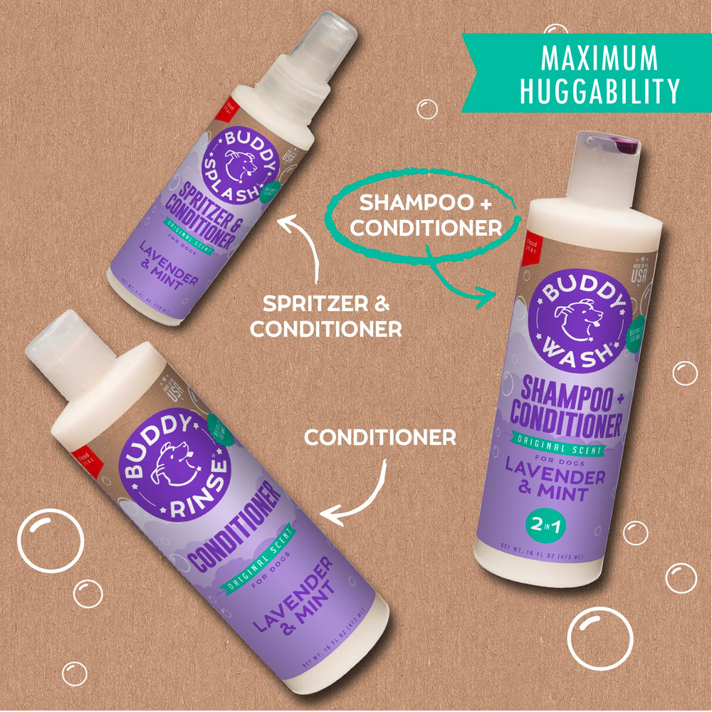Hug-worthy after-bath moment with Buddy Wash and your dog.