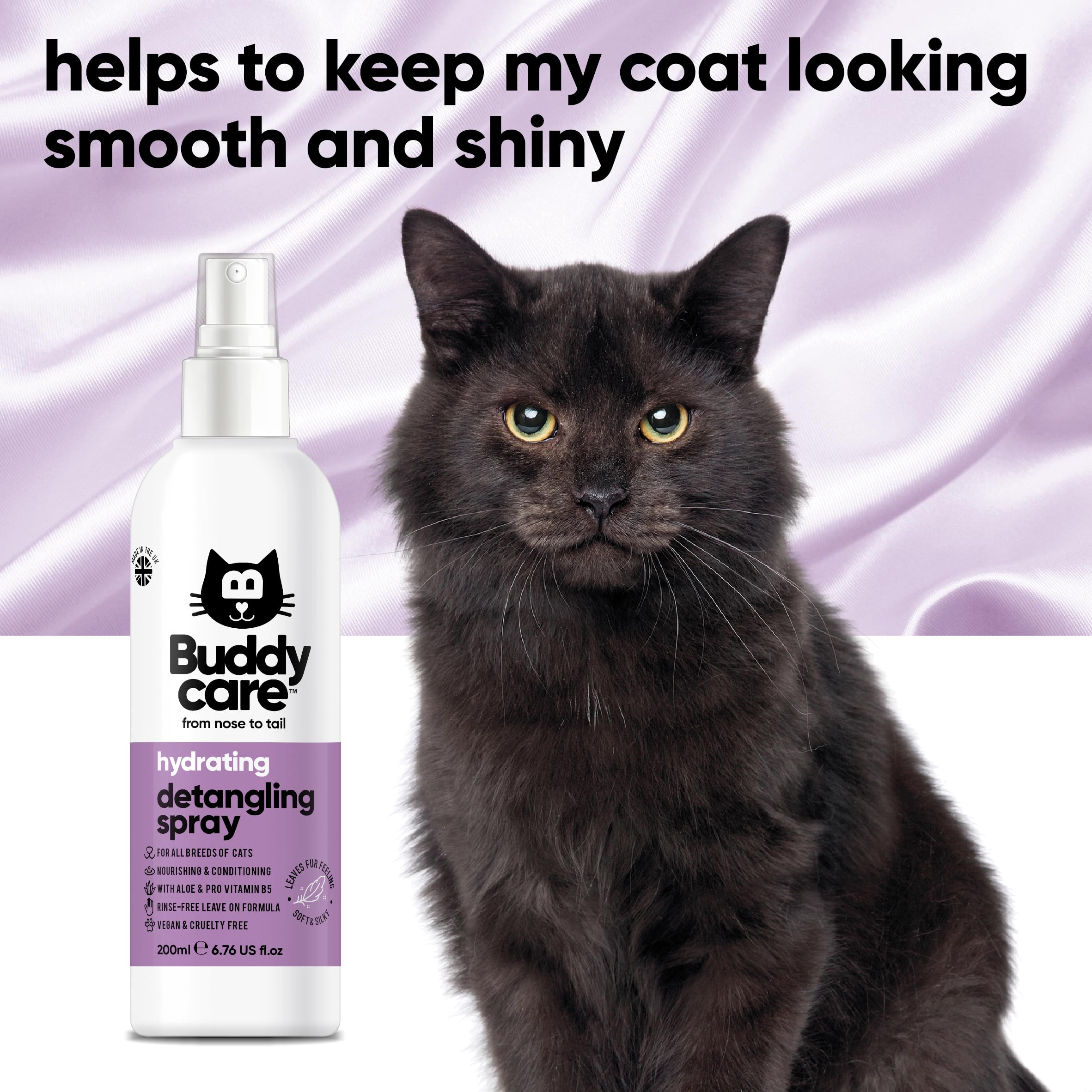 Buddycare detangling spray helps remove matted fur for healthier look