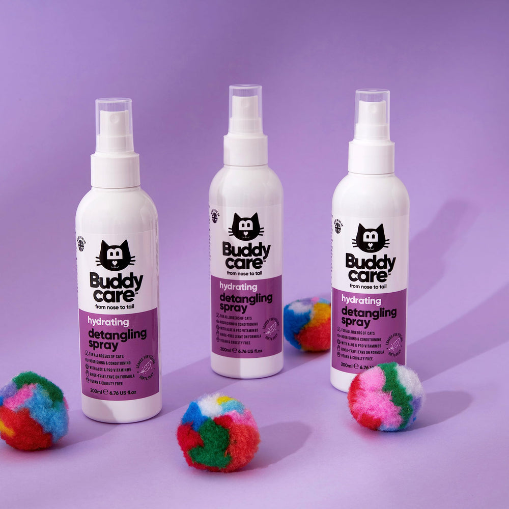 Buddycare detangling spray leaves fur with a smooth shiny finish