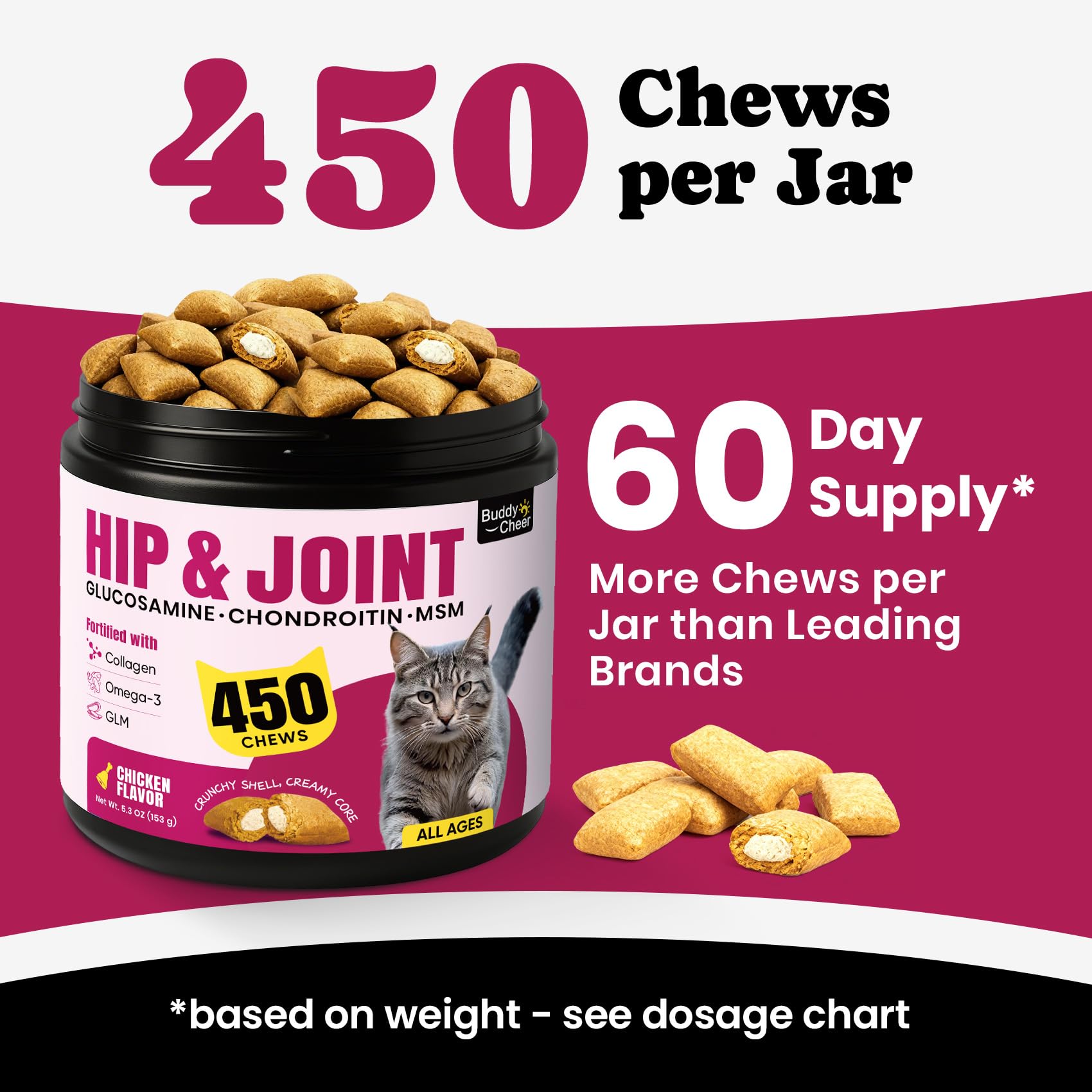 BuddyCheer glucosamine cats packaging conveying trusted senior cat care