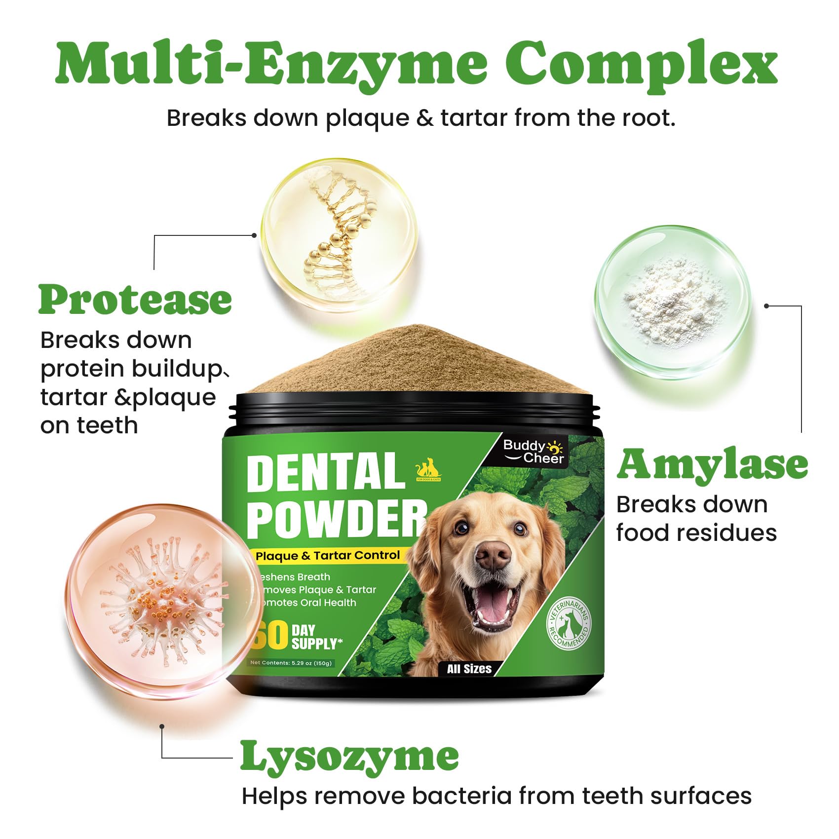 BuddyCheer mint and green tea formula for fresher breath.