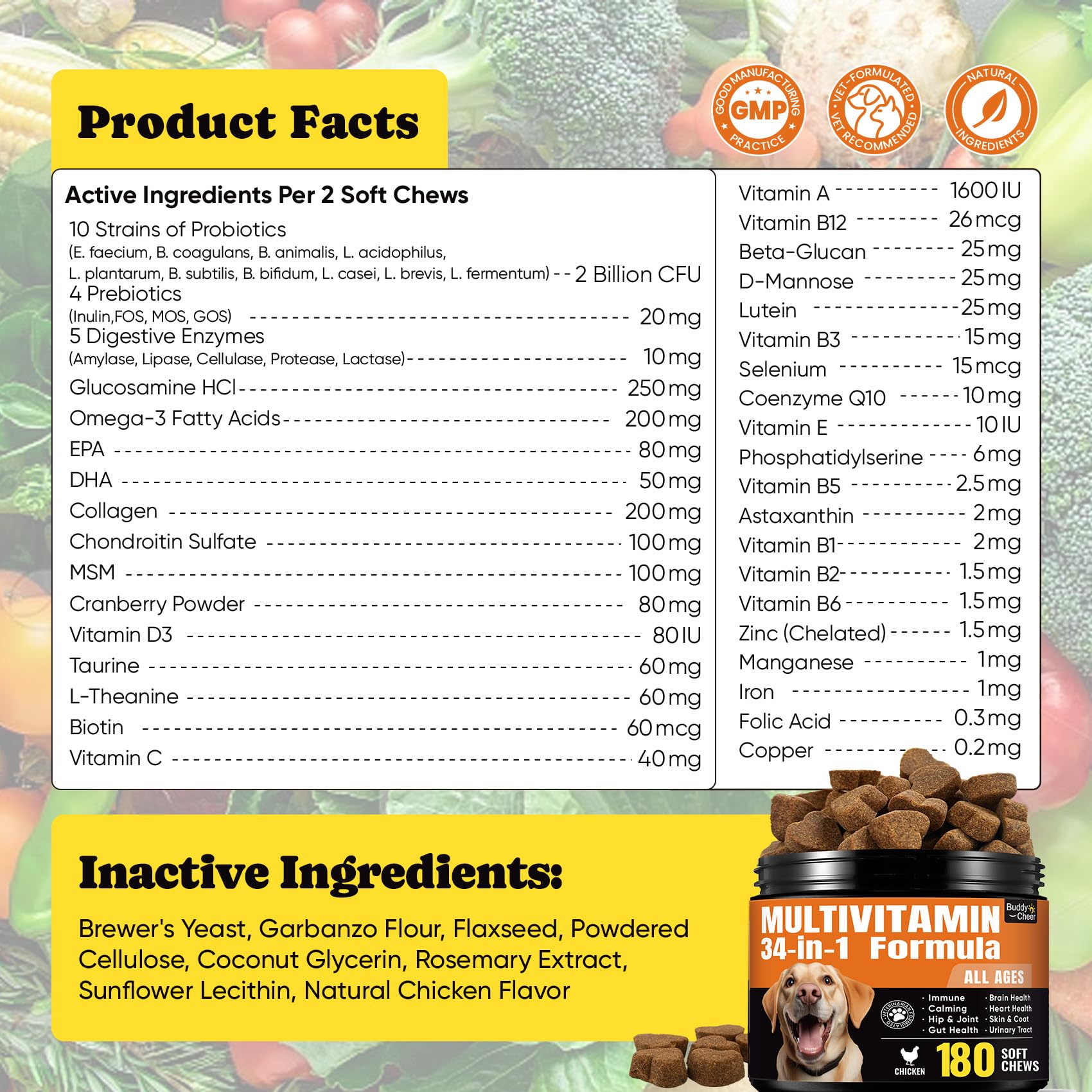 BuddyCheer immune antioxidants CoQ10 dog chews closeup for vitality