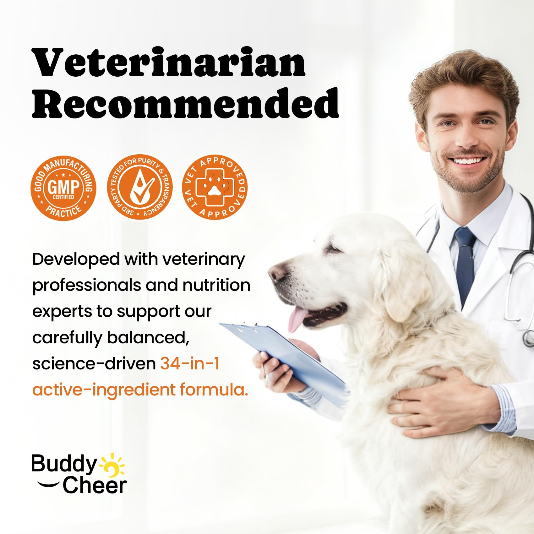BuddyCheer travel-friendly dog supplement packaging closeup for on-the-go nutrition