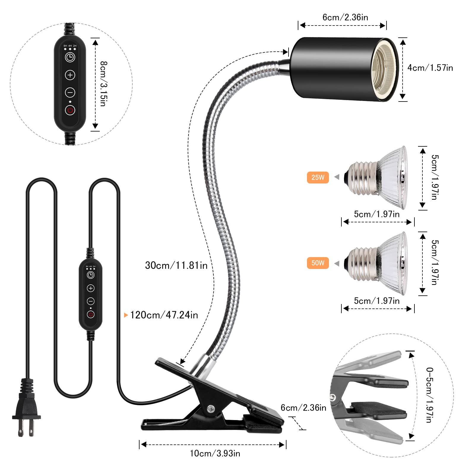 Buddypuppy Reptile Heat Lamp easy installation and adjustable heat area.