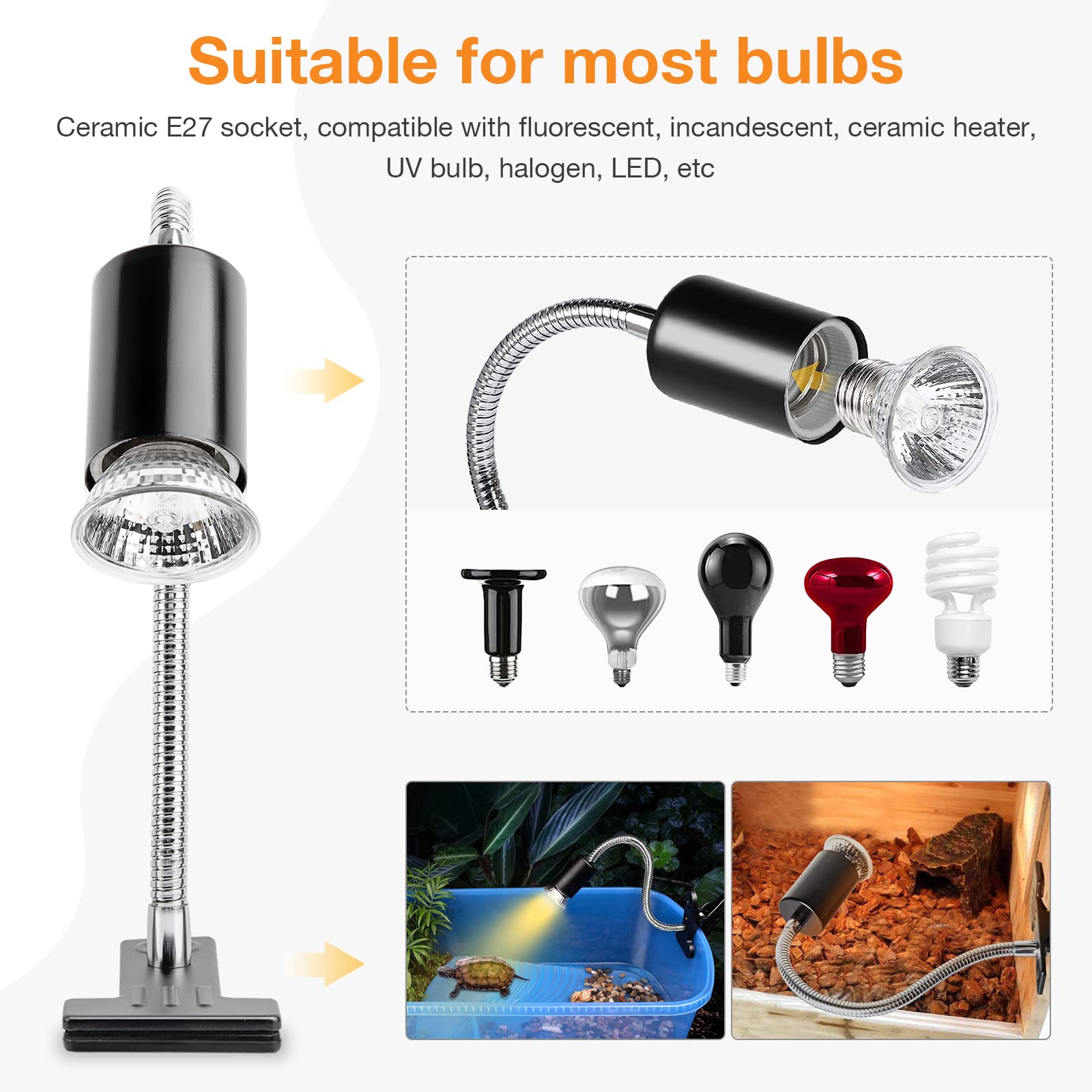 Buddypuppy Reptile Heat Lamp timed function helps manage heat schedule.