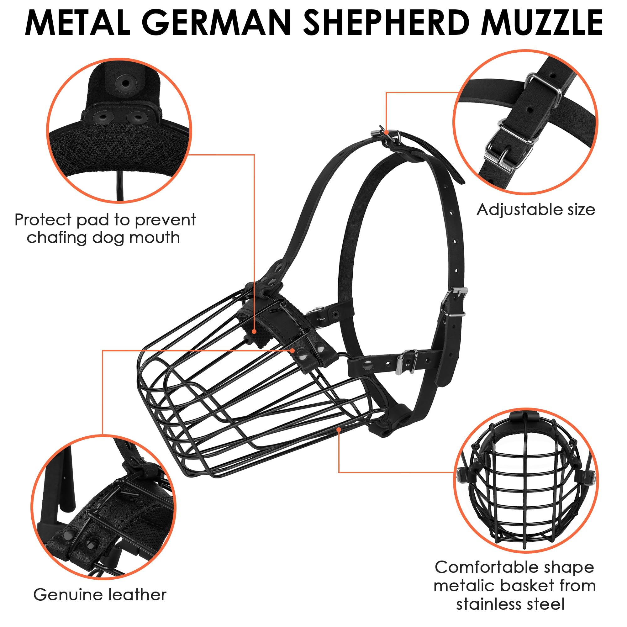BUDKAS Muzzle black color provides versatile style for medium to large dogs