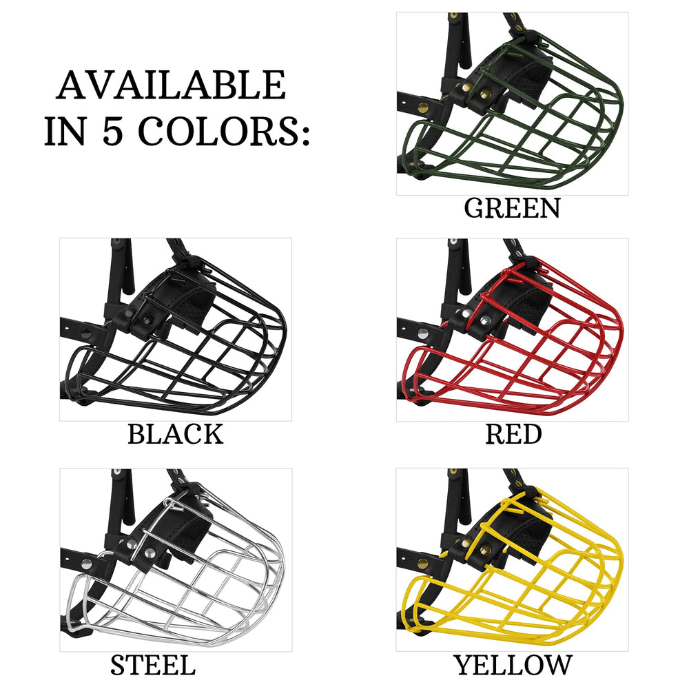 BUDKAS pitbull muzzle adjustable leather straps for a snug fit.