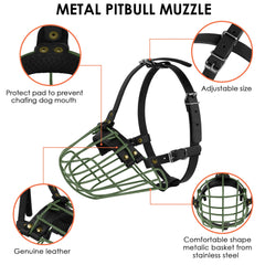 BUDKAS pitbull muzzle color options on leather straps for style.