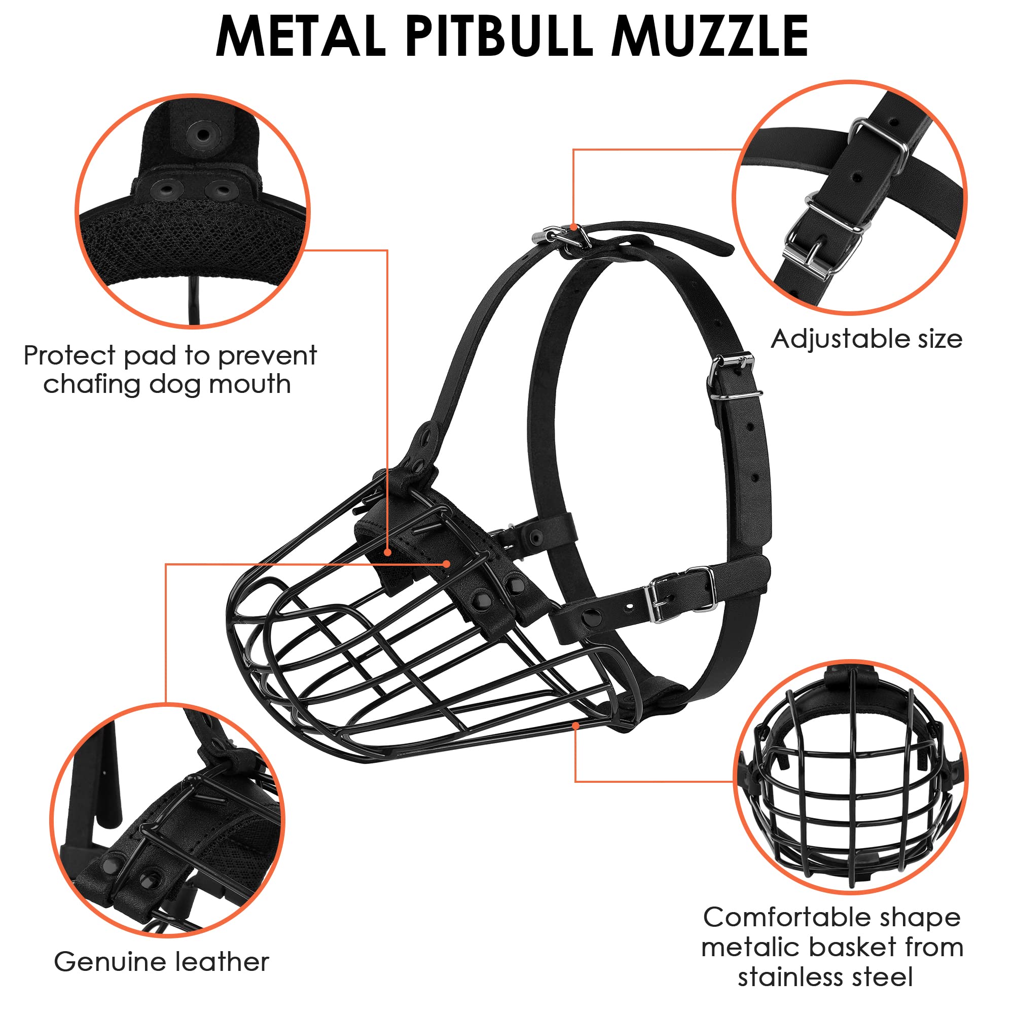 Budkas Pitbull Muzzle leather strap color options on display.