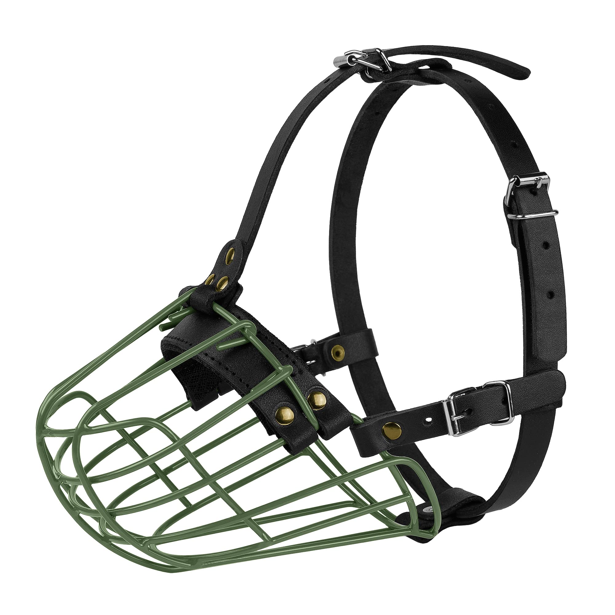 BUDKAS pitbull muzzle wire basket detail showing breathable design.